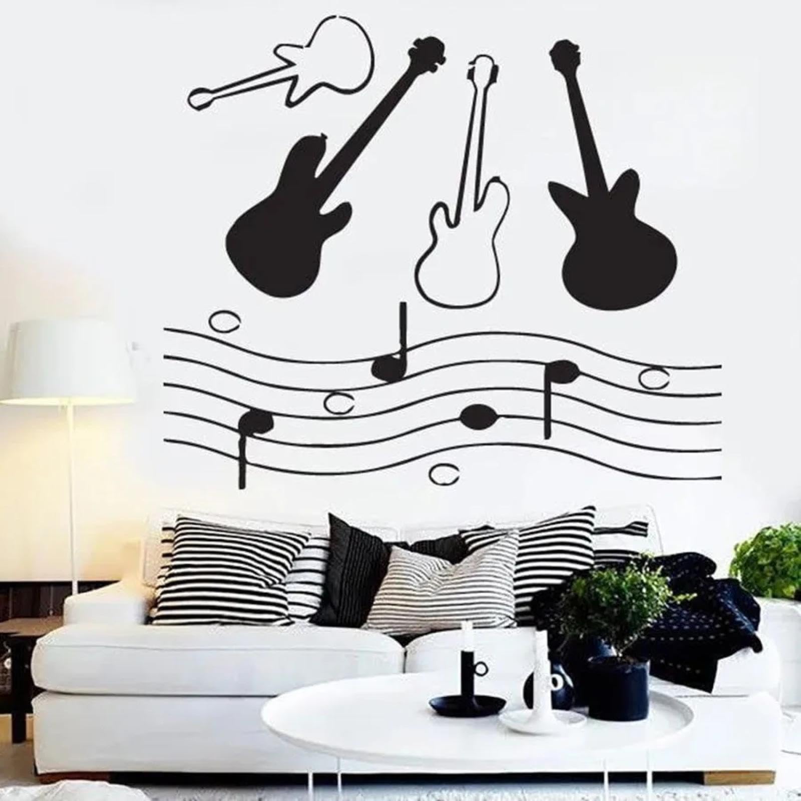 Guitar Note Stickers Sheet Music Window Stickers Music Rooms Guitar Studios Interior Decorative Art murals/Black