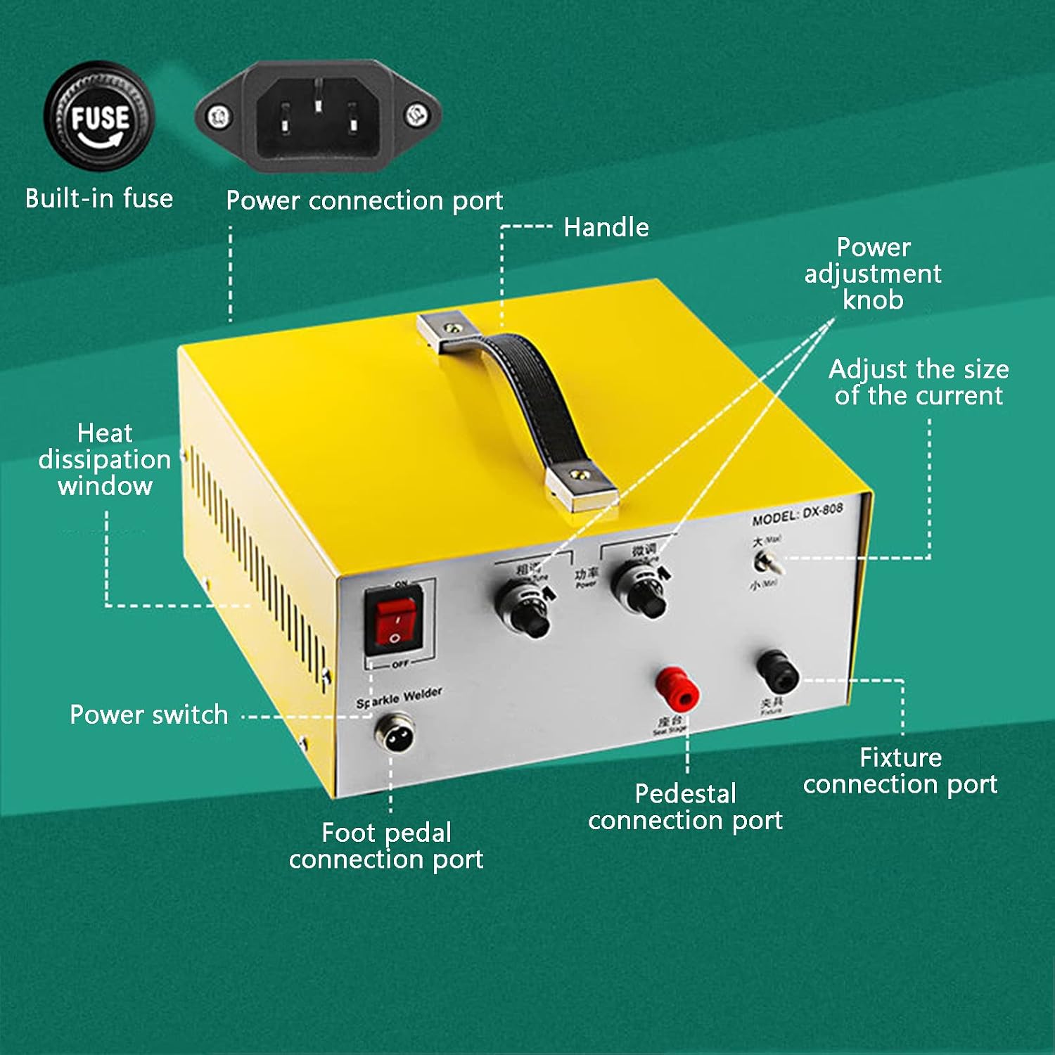 Handheld Pulse Spot Welding Machine, Small High-Power Welder, Portable Gold Silver Copper Jewelry Processing Tools, 80A,220V (220V) image 4
