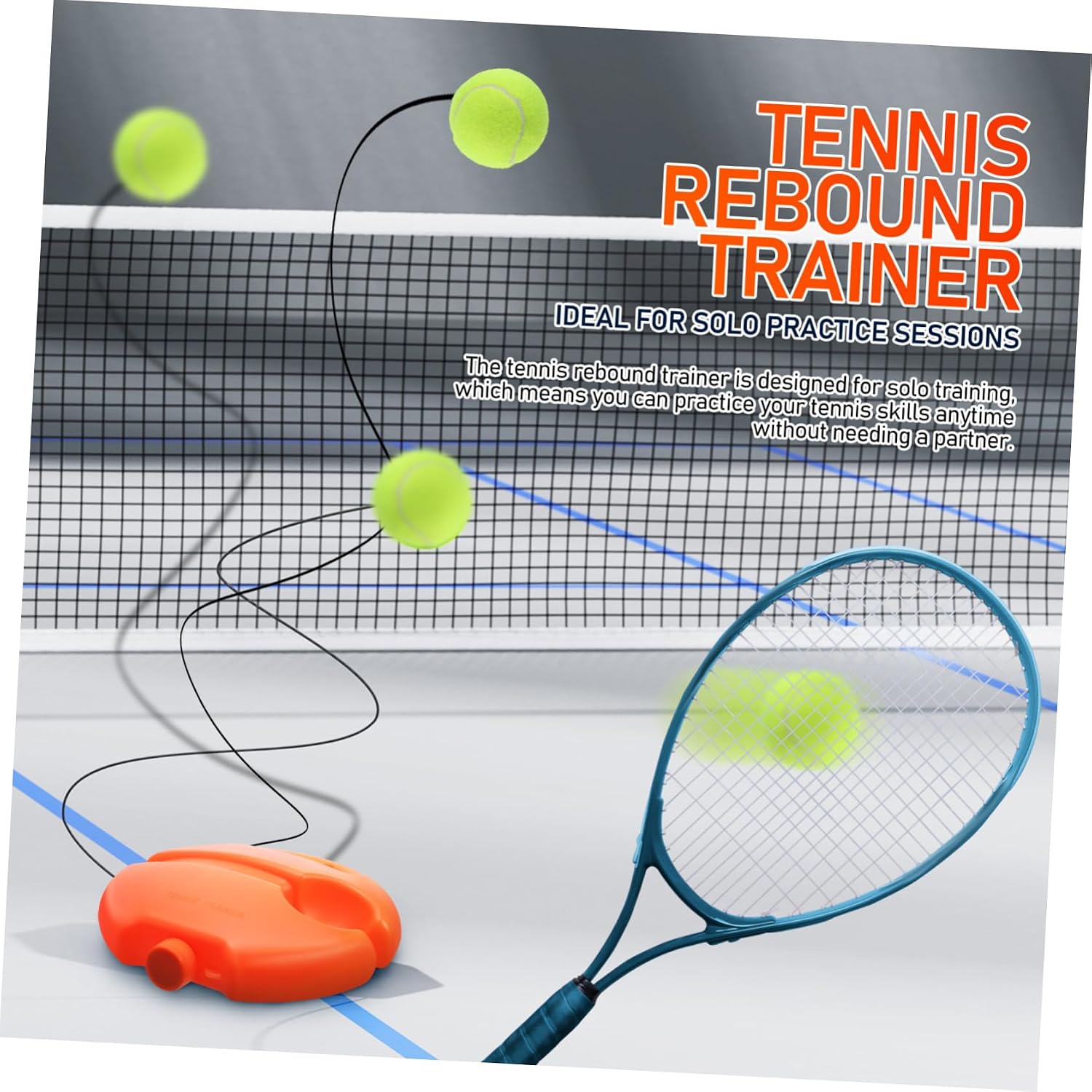 Portable Tennis Rebound Trainer with Elastic Cord for Practice Beginner-Friendly Tennis Training Equipment with Balls and Durable Base for Skill Development