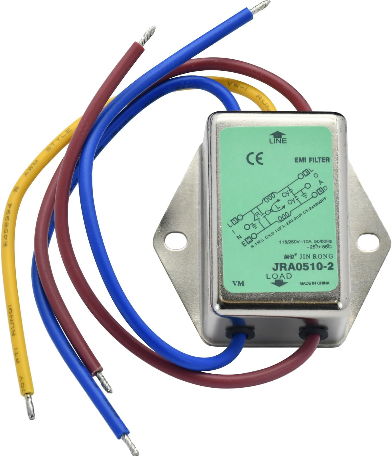 Noise Suppressor Power EMI Filter Termianl Single-Phase Line-Conditioner JIN RONG AC 115/250V 10 Amp JRA0510-2