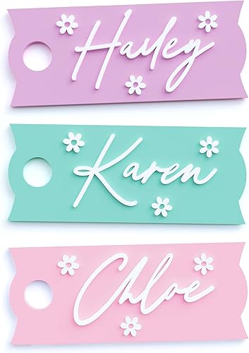The Cotton & Canvas Co. Placa de nombre personalizada de Stanley Daisy, etiqueta de nombre Stanley, tapa acrílica, etiqueta de vaso personalizada, disponible en Yaxa Guatemala