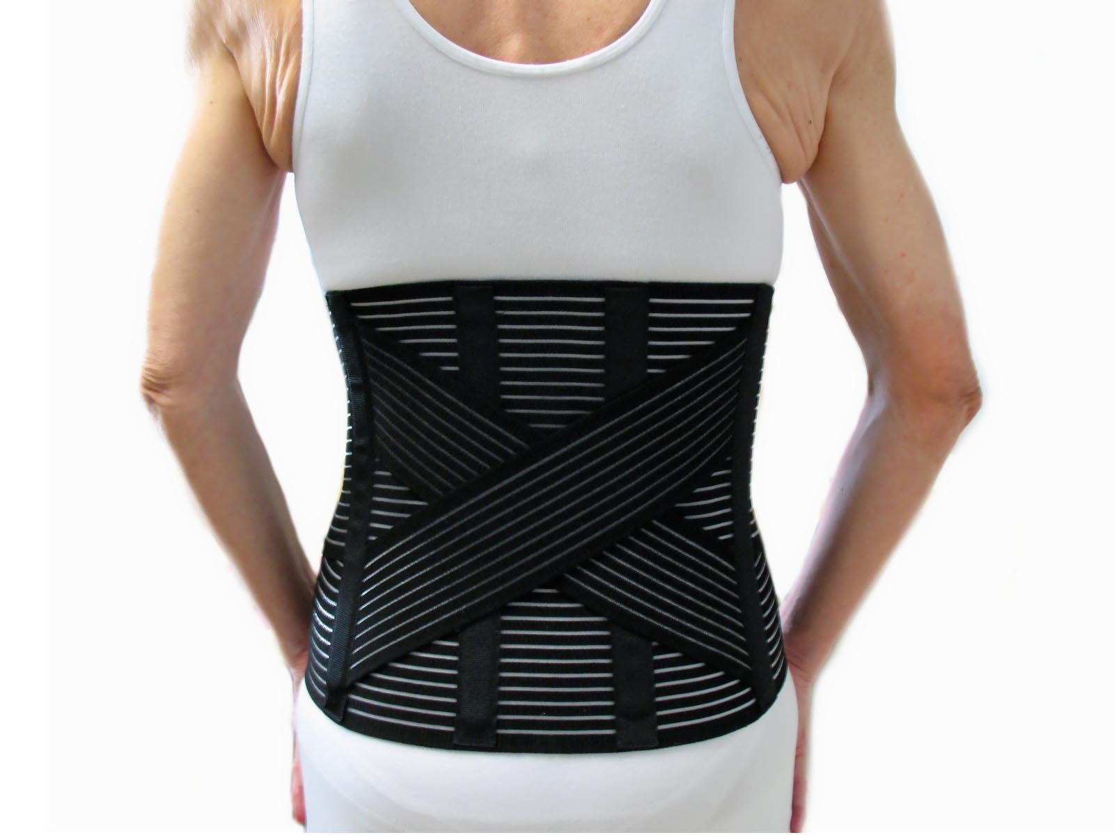 CORSETTO LOMBARE CON INCROCIO -Nero, L (87-97 cm.)- Supporto Ortopedico Steccato, Fascia Cintura Addominale con 6 Stecche, Tutore per Schiena, Busto Renale Correttore Posturale - UNISEX Uomo Donna