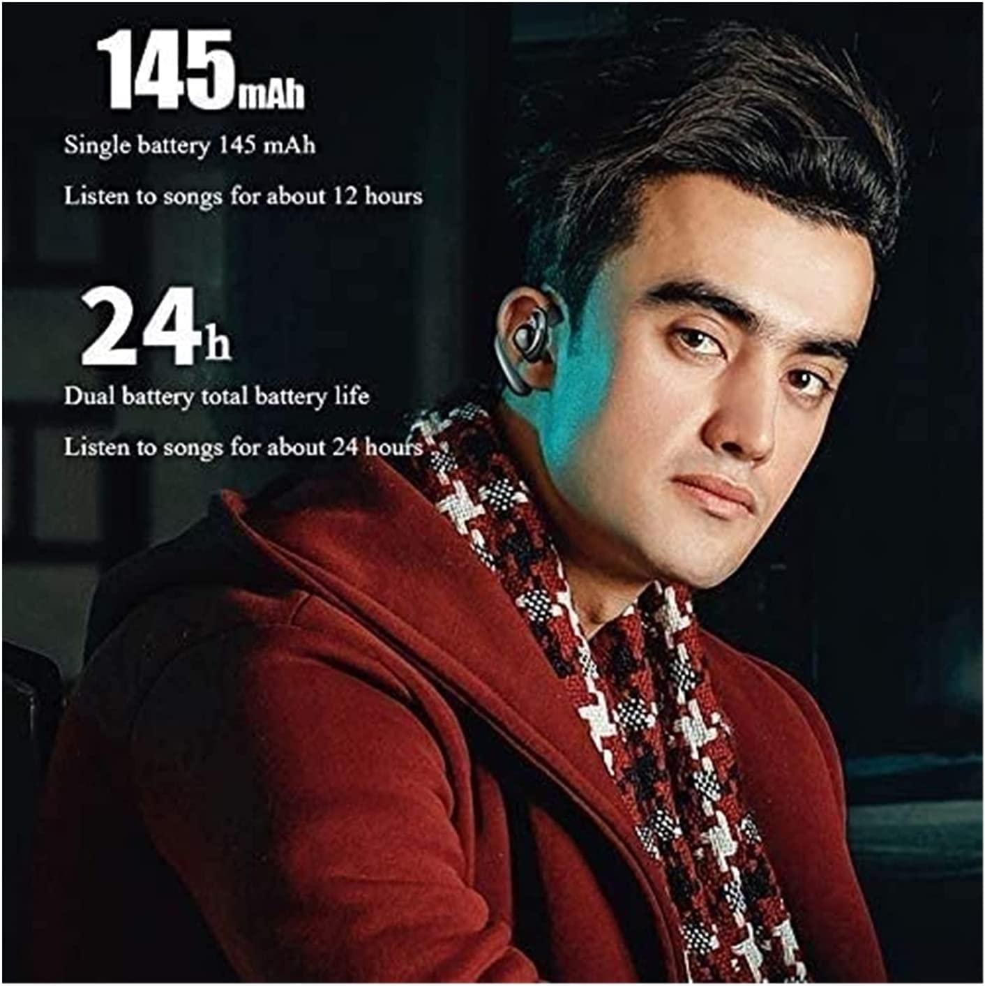 GeRRiT Telefoni auricolari wireless, cuffie Bluetooth 5.0 in-ear con bassi extra, microfono integrato, controllo touch, controllo, USB Custodia di ricarica, auricolari a batteria da 24 ore, impermeabi