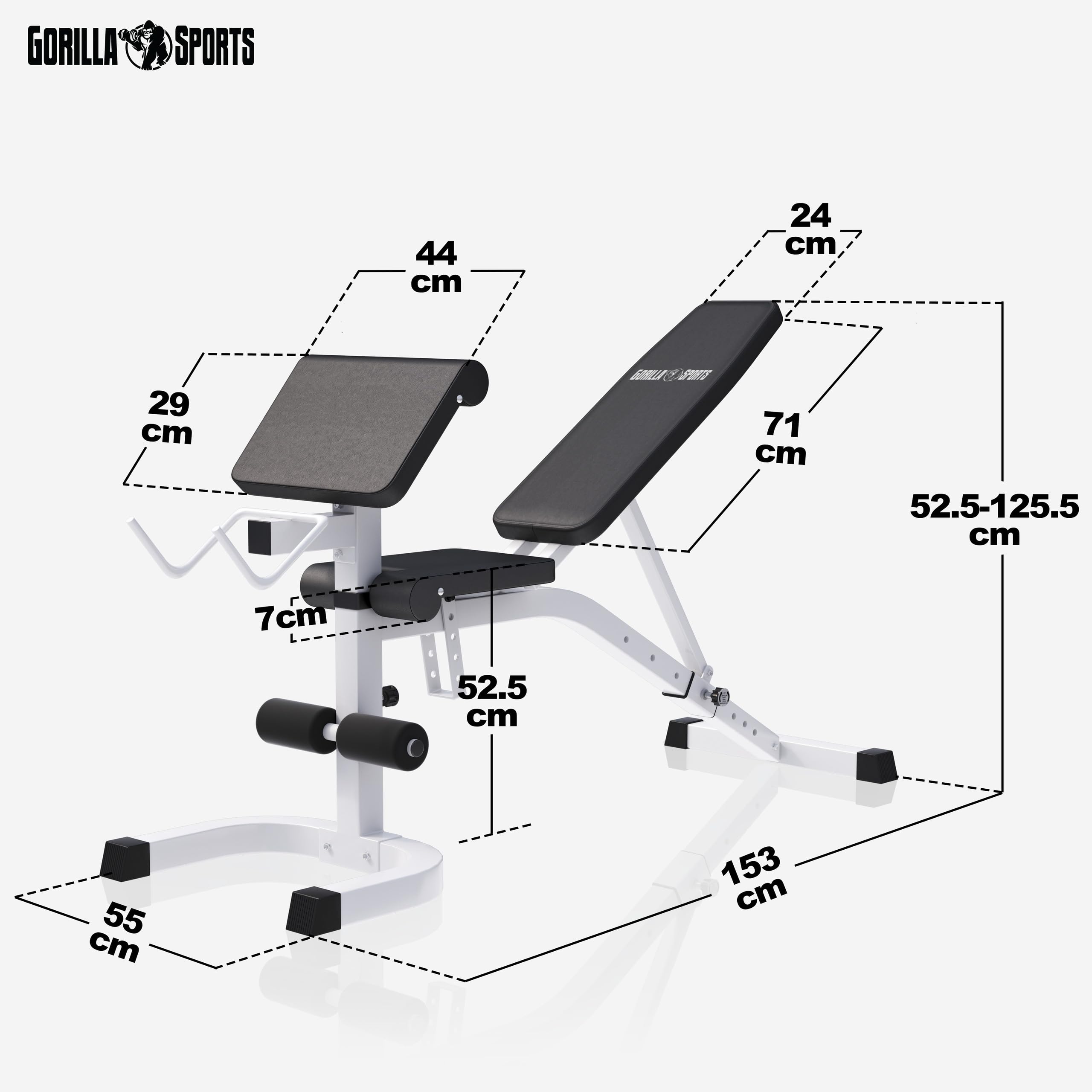 GORILLA SPORTS® Banc de Musculation Multifonction - Kit d'Haltères 100kg, à Tapis de Protection Sol, Curl Pult, Support Barre, Réglable - Banc Haltérophilie, Pliable, Set Entraînement Complet, Fitness