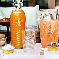 Vista 5 de Bormioli Rocco Officina - Botella de agua 37.25 onzas, jarra de vidrio italiana, sello hermético y abrazadera de metal, asa fácil de transportar