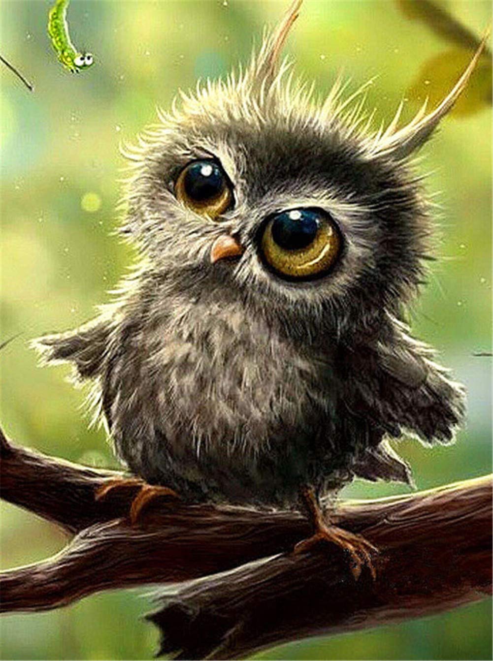 Art painting diamant hibou complet 5D point de croix strass carré 80x100cm