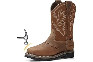 HISEA Men's Western Cowboy Boots: Premium Steal Toed Boots for Uncompromising Safety and Style