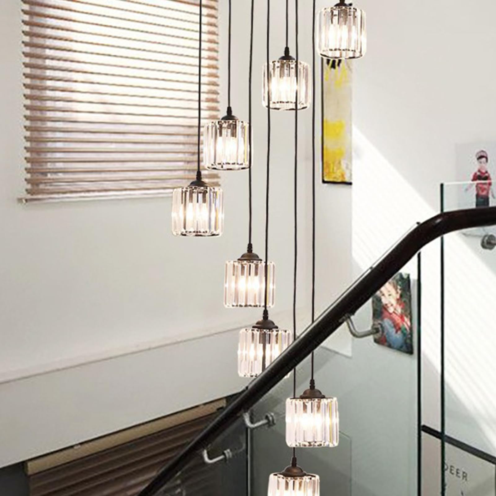 Lustre d'escalier en cristal idéal pour sublimer une salle à manger