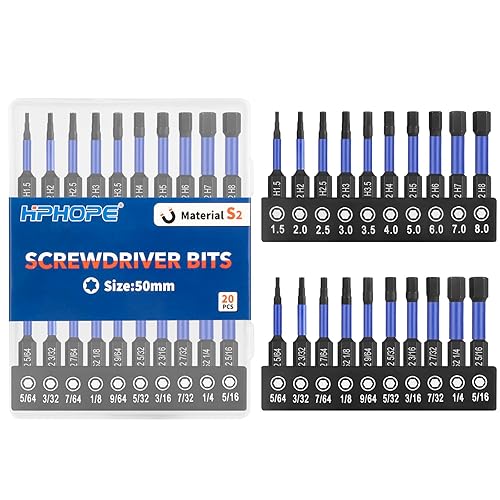 Miniatura 7 de Juego de 20 brocas Allen de cabeza hexagonal de impacto, juego de brocas hexagonales de acero S2, vástago hexagonal de 14 pulgadas con magnetismo,