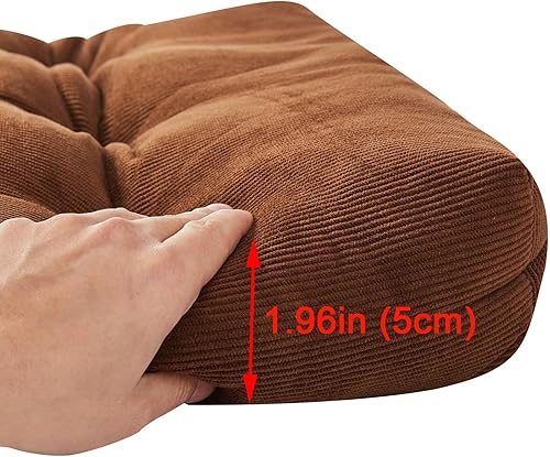 Miniatura 3 de Big Hippo Juego de cojines para silla mecedora, respaldo alto para exterioresinteriores, cojines para respaldo y asiento copetudo con lazos (marrón)