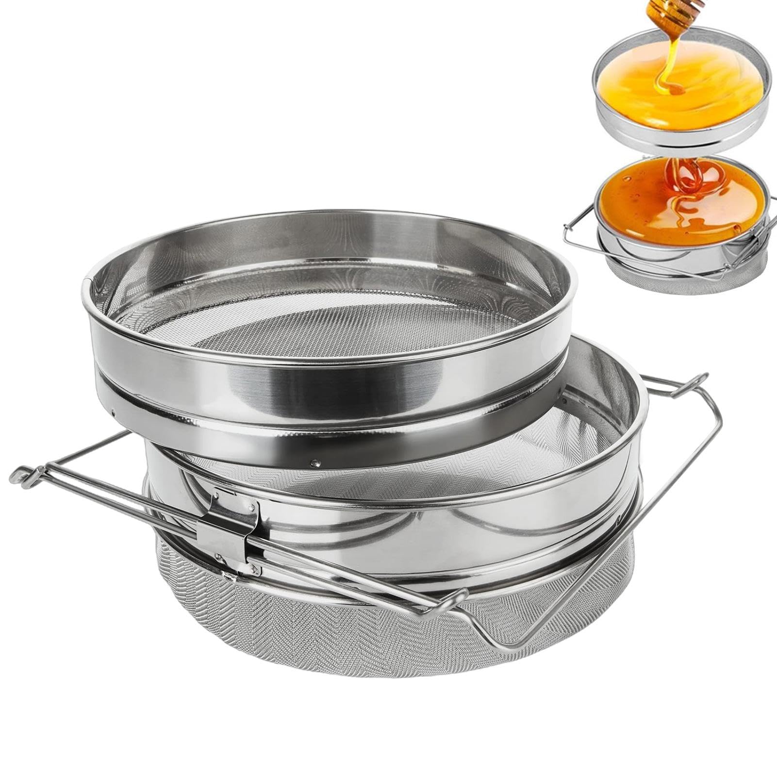 Estrattore di miele, colino per miele in acciaio inox, estrattore di miele, a maglia fine, accessorio multifunzionale per la raccolta del miele, attrezzatura per apicoltura regolabile per