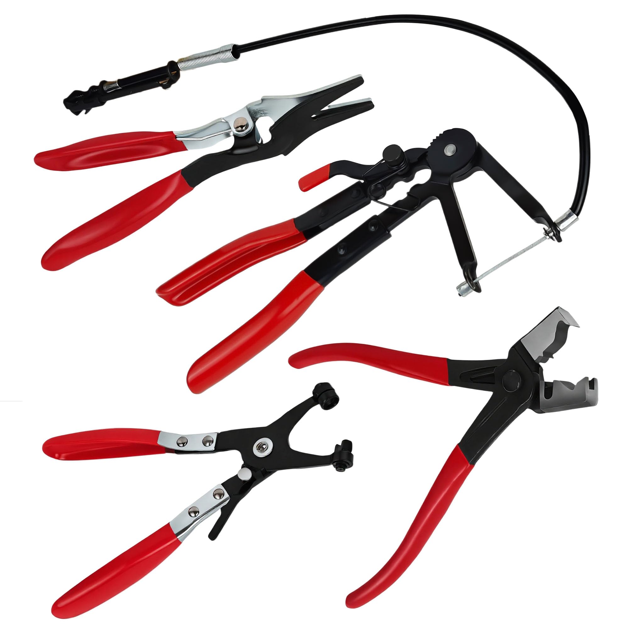 WENLISELL 4 PCS Hose Clamp Pliers, Clic-R Type Clamp, Long Reach Hose Clamps Pliers, Removing Hoses Clamps