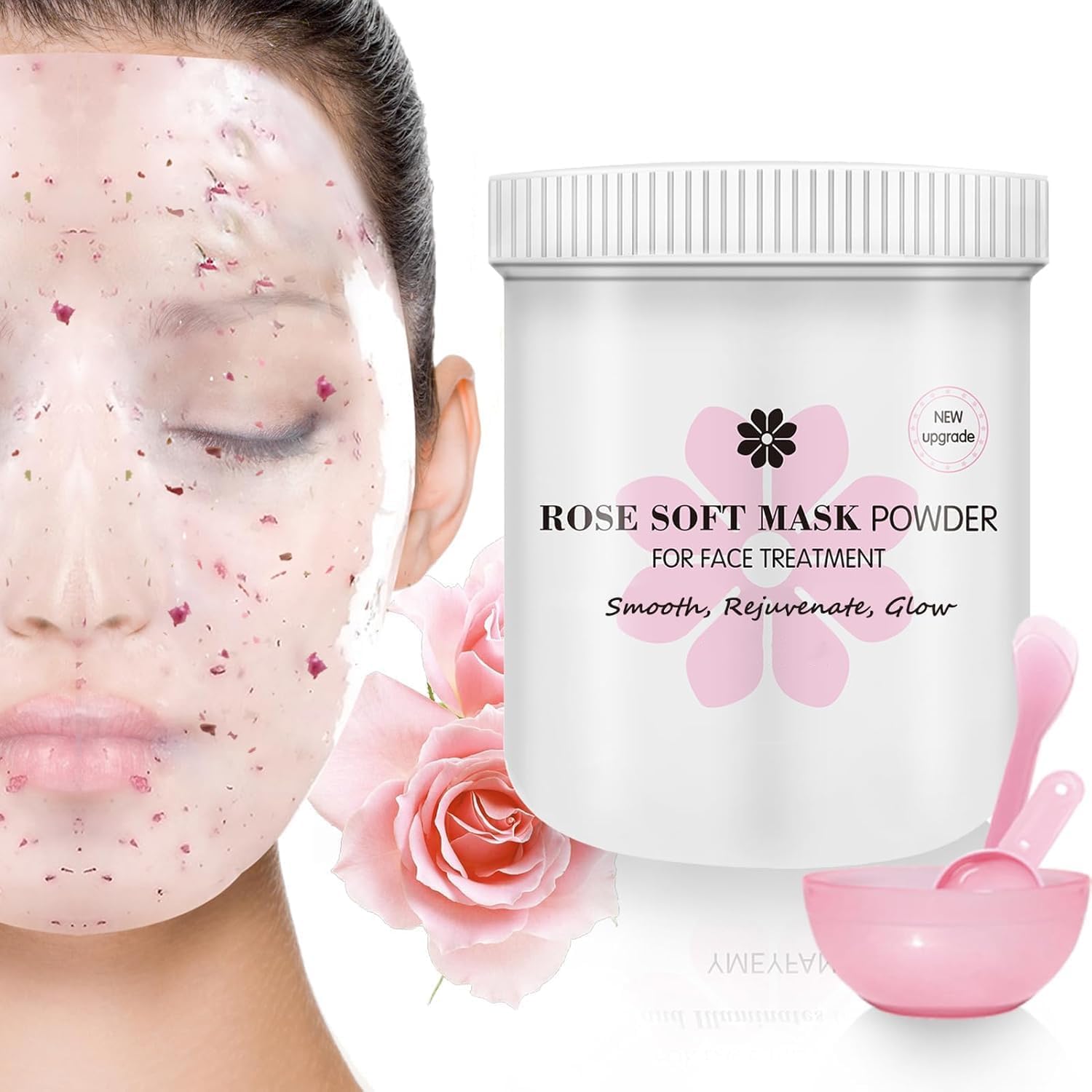 Jelly Mask for Facials Professional Skin Care - Rose Gel Peel Off Face Mask Skincare for Smooths & Brightening, Hydrating Spa Esthetician Hydro Jelly Facial Mask, 7oz with Mask Tool
