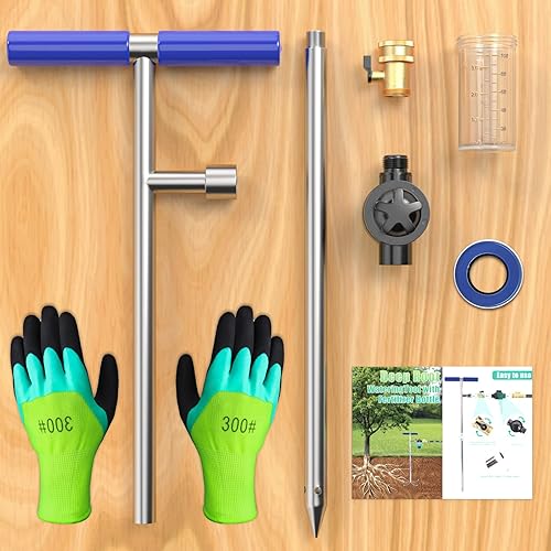 Miniatura 7 de Eazy2hD Alimentador de raíces, pico de riego de árboles con botella de fertilizante, herramienta de riego de raíces profundas de acero inoxidable