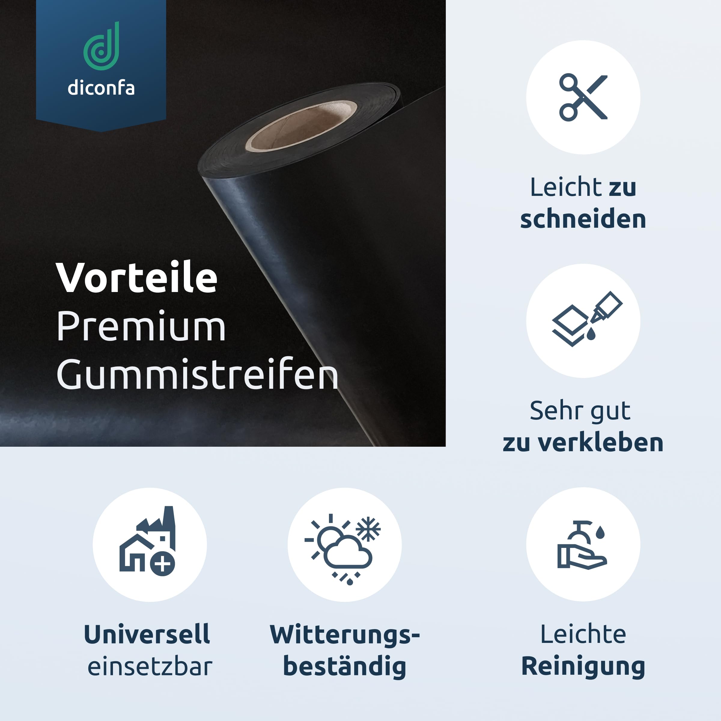diconfa NBR Gummistreifen ölbeständig BREITE 500mm Dicke 1 bis 10mm LÄNGE 0,05 bis 10m Auswahl 2500mm (250cm) lang, 1mm stark Gummimatte Öl Benzin Kraftstoffe Garage Carport Motorrad Auto KFZ
