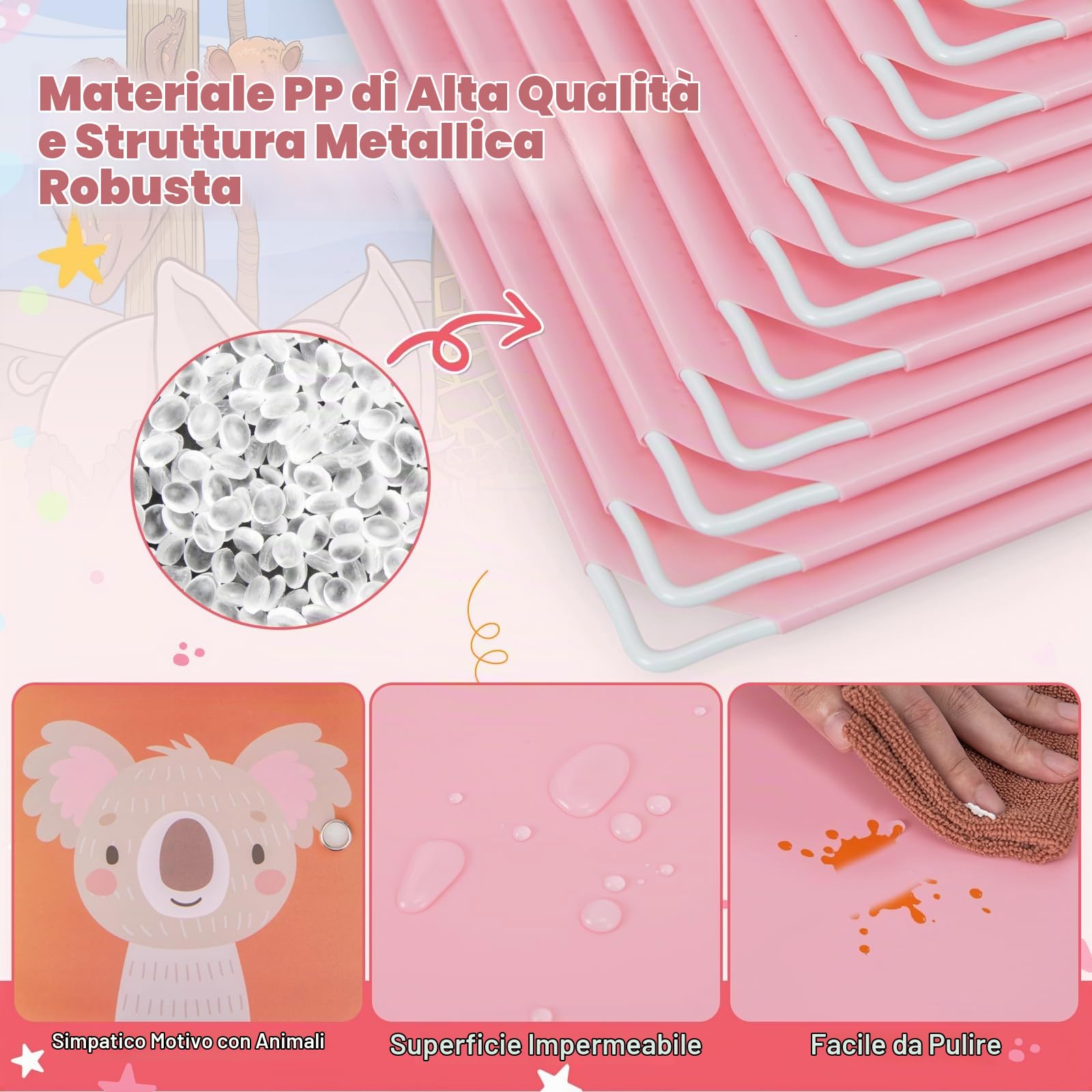 FANTASK Armadio per bambini, armadio modulare in plastica con 12 cubi, scaffale con ante e ganci, armadi per camera da letto (rosa+bianco, 12 cubi)