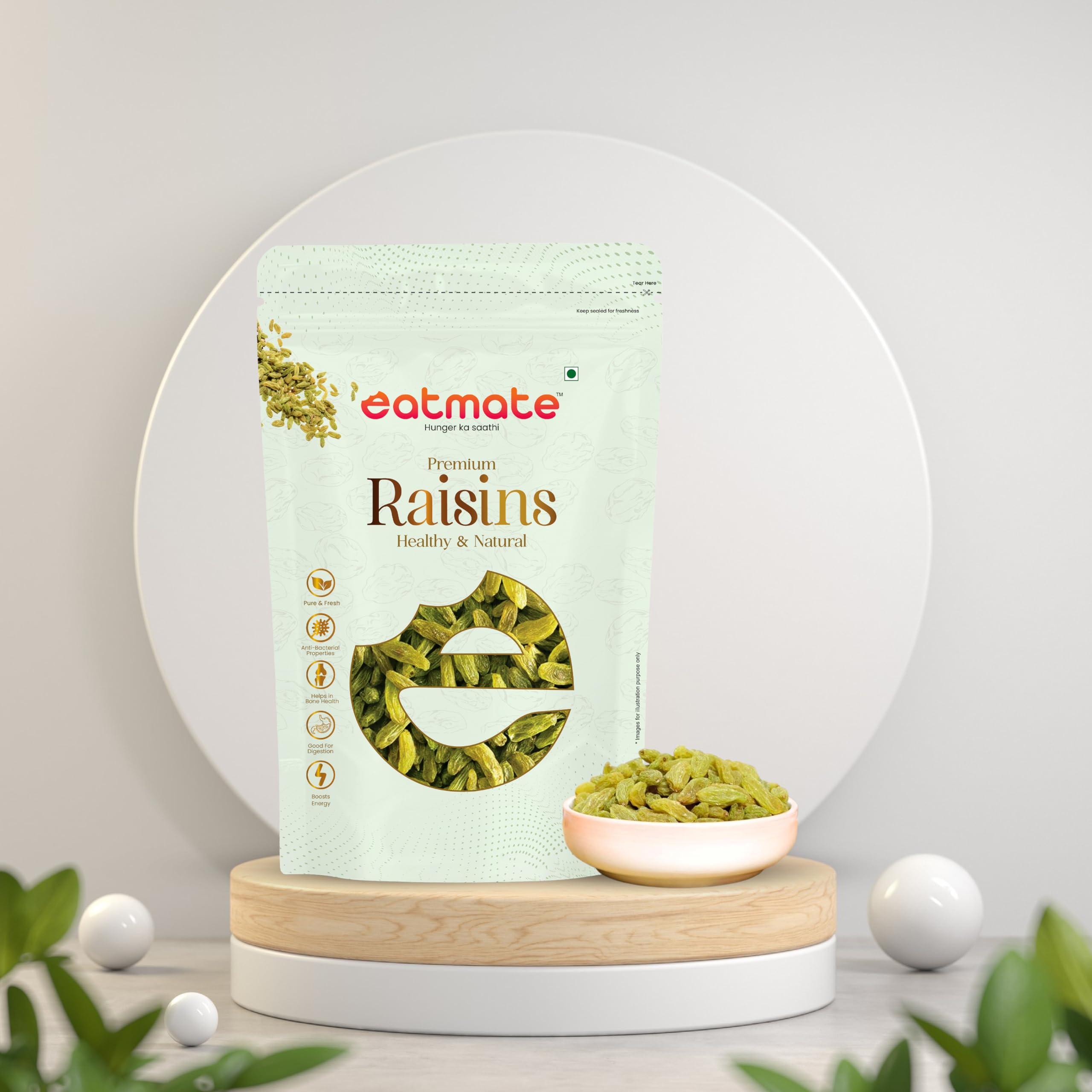 Eatmate Premium Long Indian Green Raisins 250 gm | Naturally Sweet Green Kishmish Dry Fruits | Fresh Dried Grapes Rich in Fiber & Antioxidants | Healthy Snacks for Adults, Baking & Cooking 3