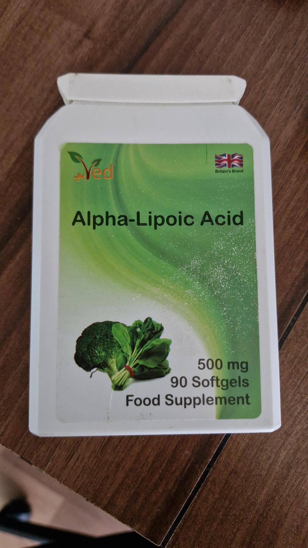 Acide alpha-lipoïque Ved | Sans OGM, sans gluten | Aide à maintenir le niveau de sucre dans le sang | 500 mg, 90 gélules (paquet de 2)