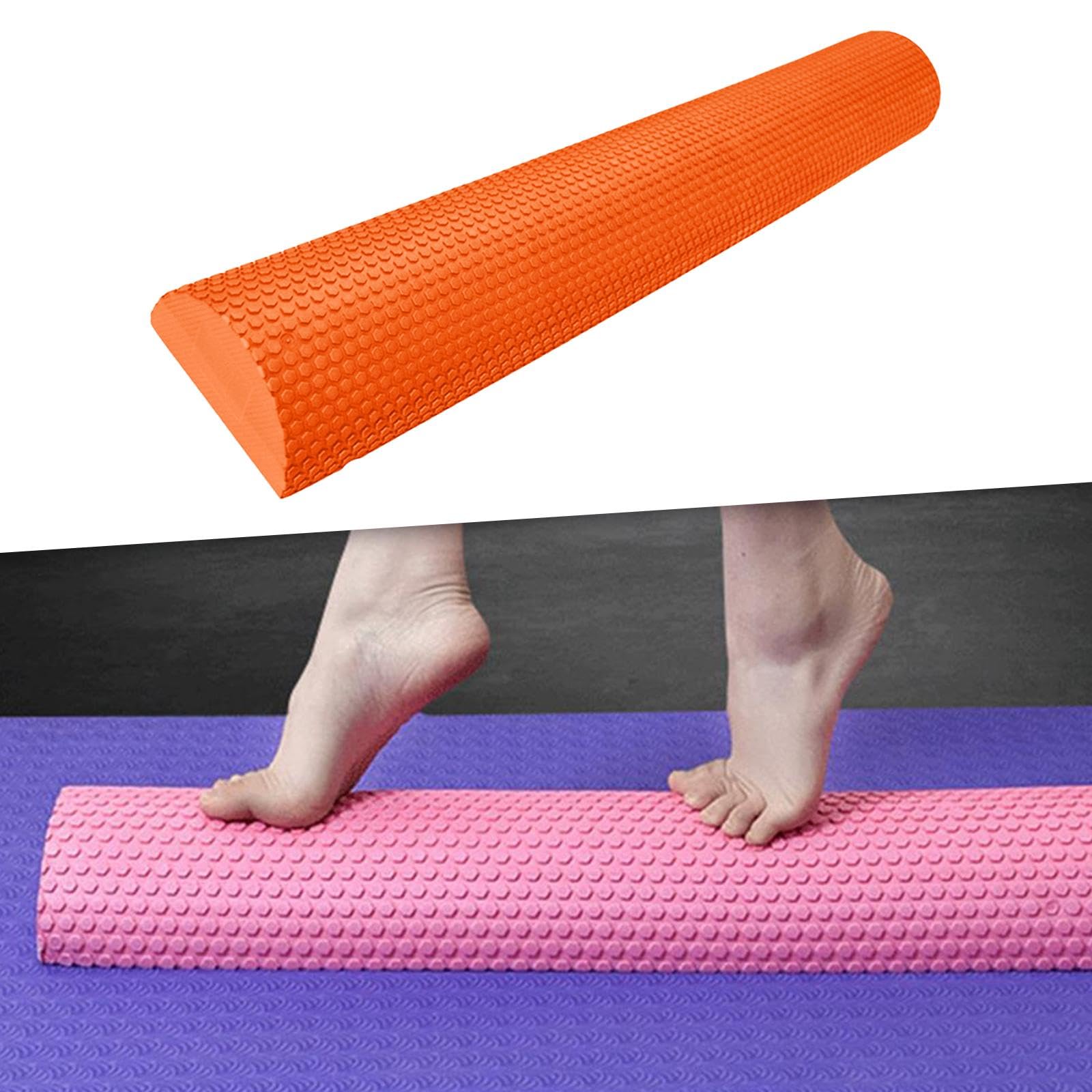 Mezza Foam Roller Rullo Massaggio Muscoli Allenamento Equilibrio Eva Alta Densità Galleggiante Antiscivolo Resistente Adatto per Palestra Casa Y, Arancione 90 cm x 7,5 cm