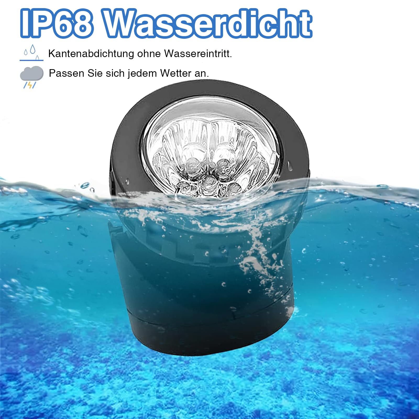 Justup Solar Teichbeleuchtung, LED Unterwasserstrahler Teich Licht Teichbeleuchtung mit IP68 wasserdicht, Auto Ein/Aus Landschaftsscheinwerfer Gartenbeleuchtung für Garten, Patio, Baum (2 Stücke)