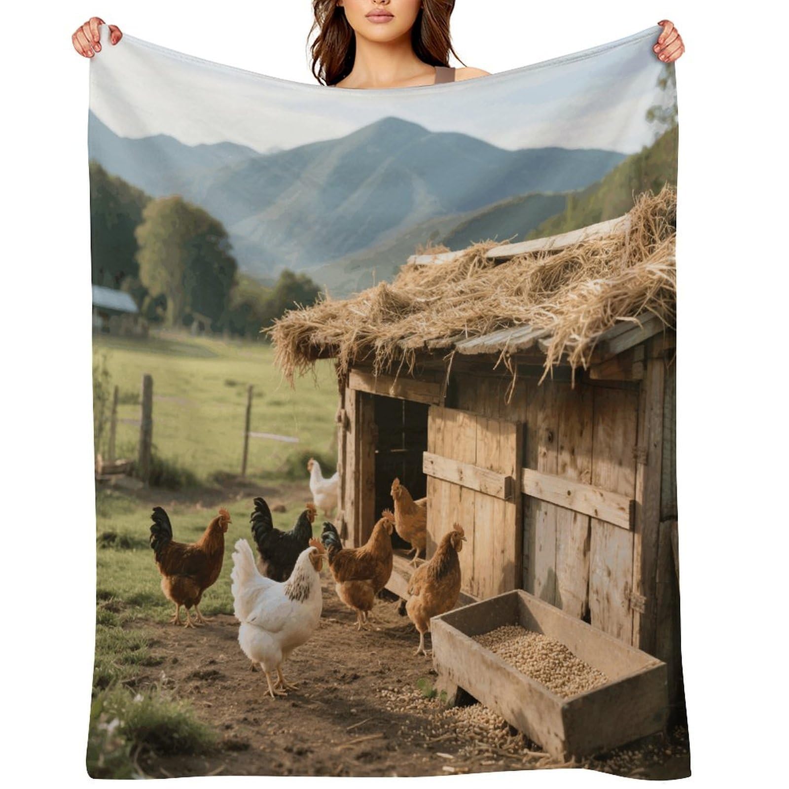Chickens and Hen Throw Blanket for Couch and Bed Super Soft Warm Lightweight Throw Blankets Cozy Fuzzy Flannel Blanket Personalized Decorative Blankets for Sofa Decor 40"x50"