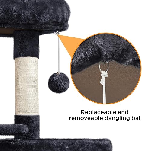 Vista 7 de Yaheetech Torre para gatos de 63 pulgadas, muebles para mascotas de varios niveles para gatitos de interior con postes rascadores cubiertos de sisal