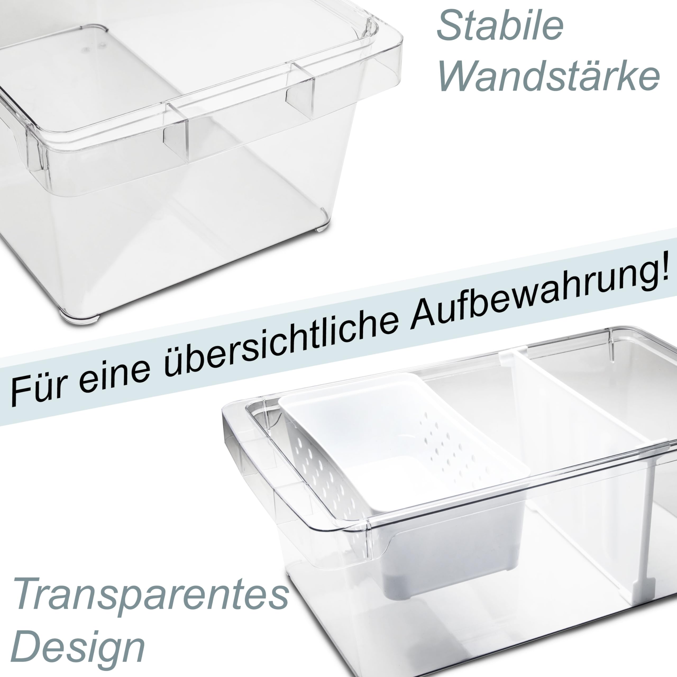 4x Kühlschrank-Organizer Körbchen 37x23x14,5cm durchsichtig transparent Box