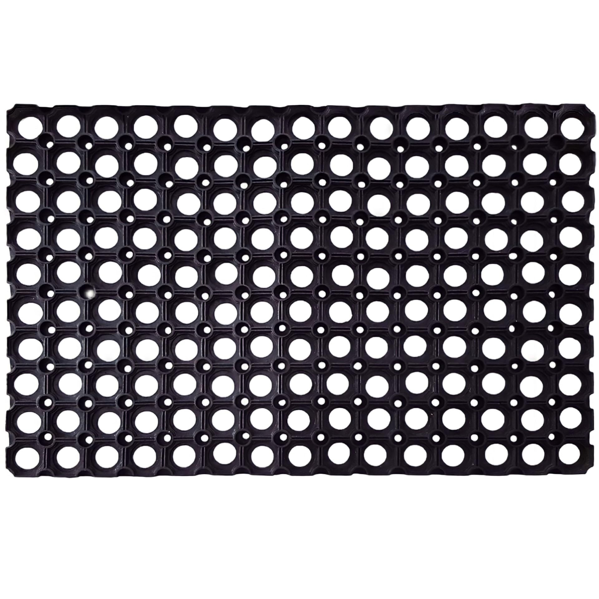 4All Rubber Door Mat 40x60cm – Heavy Duty Door Mats Outdoor with Drainage Holes and Wrought Iron Look – Anti-Slip Outdoor Mat for Entry, Garden, Porch, Backdoor or Caravan Use (Pack of 1)