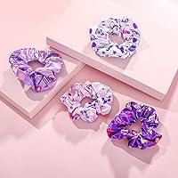 Vista 5 de 4 lazos para el cabello de seda satinada morada para mujeres de gran tamaño, bandas elásticas suaves y gruesas para mujeres y niñas, uso diario