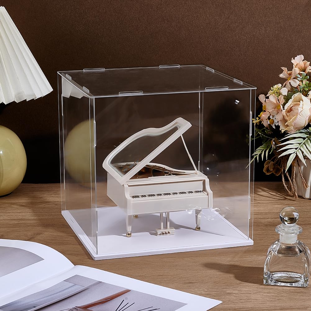 AHANDMAKER Display Case Clear Cube Baseball Holder Hat Display Case with White Base Acrylic Transparent Showcase for Action Figures Baseball 7.87x7.87x7.87 Inch - Image 4