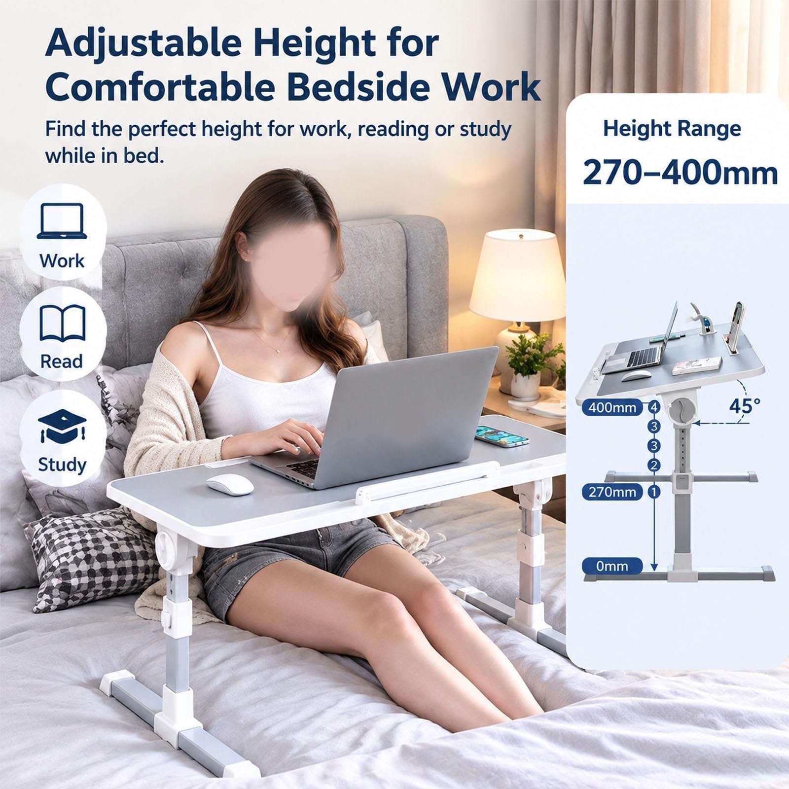 Table de Lit Ordinateur, Bureau de Lit Plateaux de Lit Portables