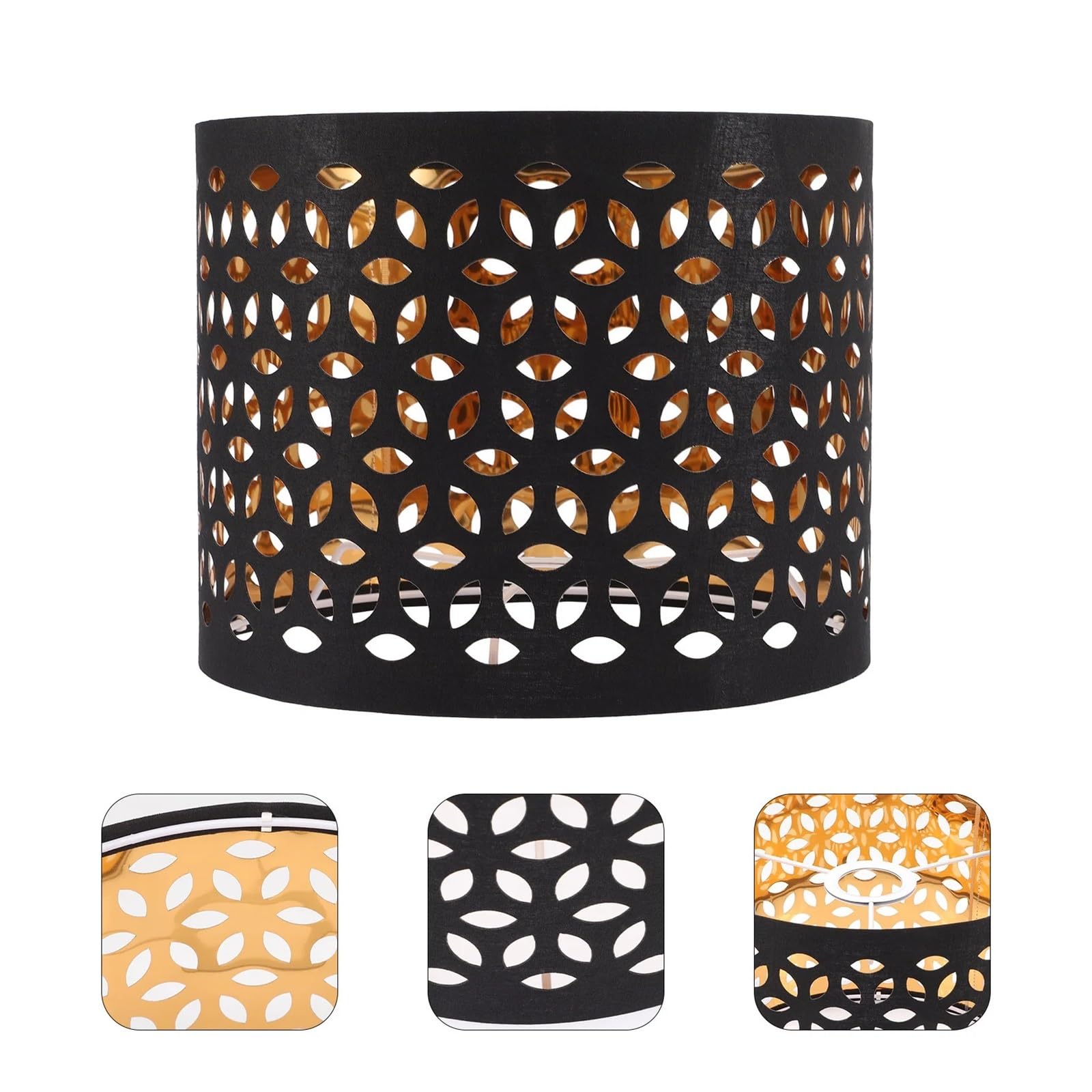 Luxemetals Black Hollow-Out Fabric Lampshade For Table And Chandelier Lighting