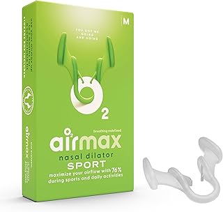 Airmax Sport Nasal Dilator - Breathing aids for Working Out - Medium - Vacation Essentials - Fitness, Running, Pilates - Gym Equipment - Transparent - One-Pack