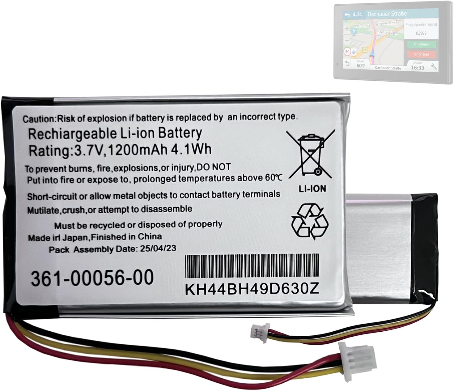 Batterie 1800mAh Cameron Sino Pour Garmin Nuvi 1490TV, 2585TV – 361-00045