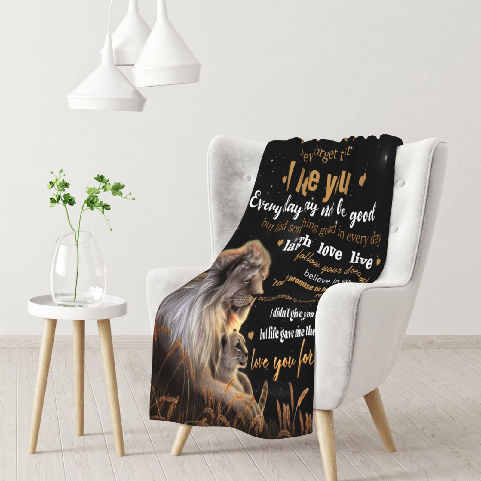 Wolldecke 'To My Son' Mit Löwenmotiv – 127x152 Cm, Flanell, Waschbar, Geschenk Für Erwachsenen Sohn