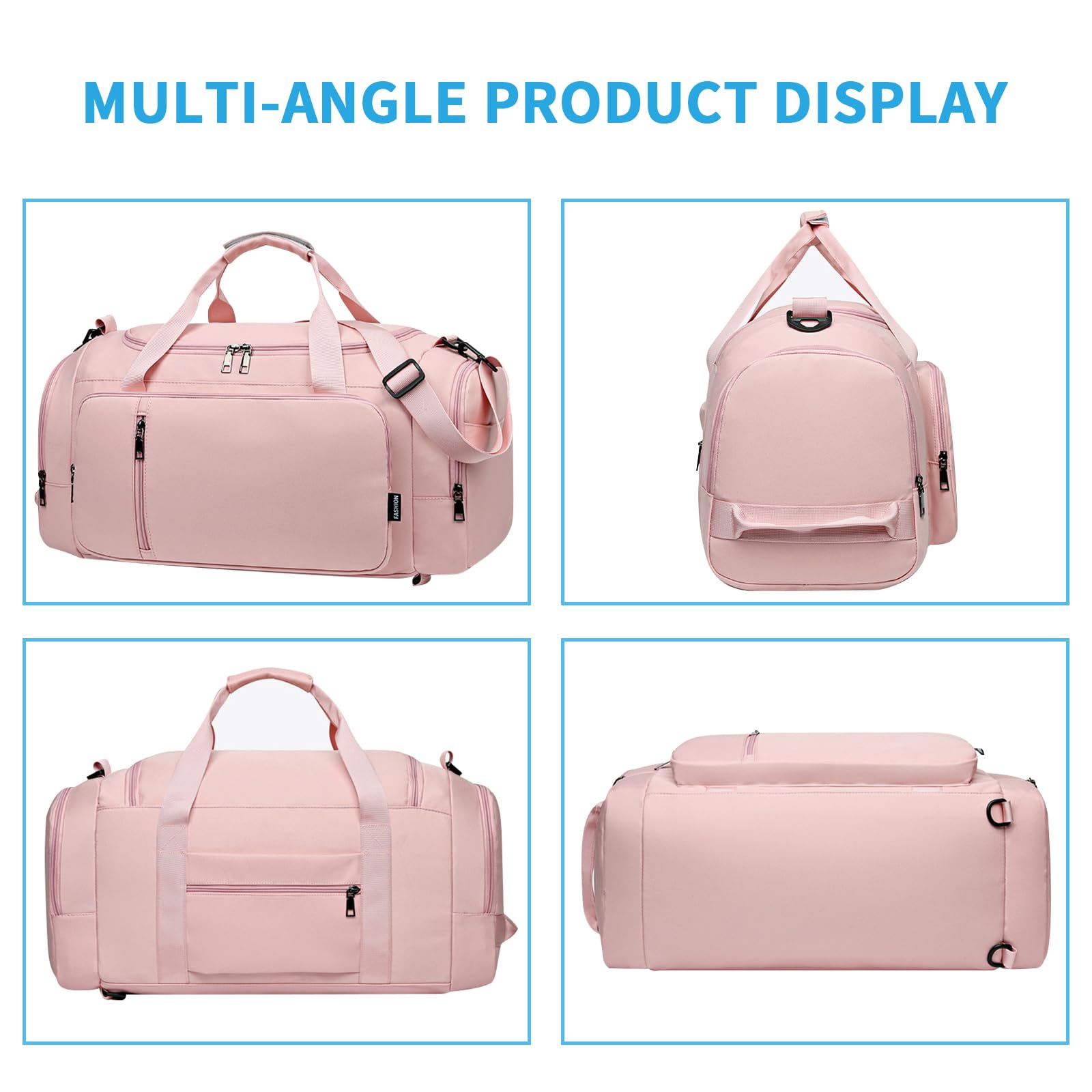 Duffle Bag for Women Travel Duffel Bag with Shoe Compartment Wet Pocket Weekend Duffel Bag Hospital Duffel Bag for Travel 30L, Pink, Travel bag - 5
