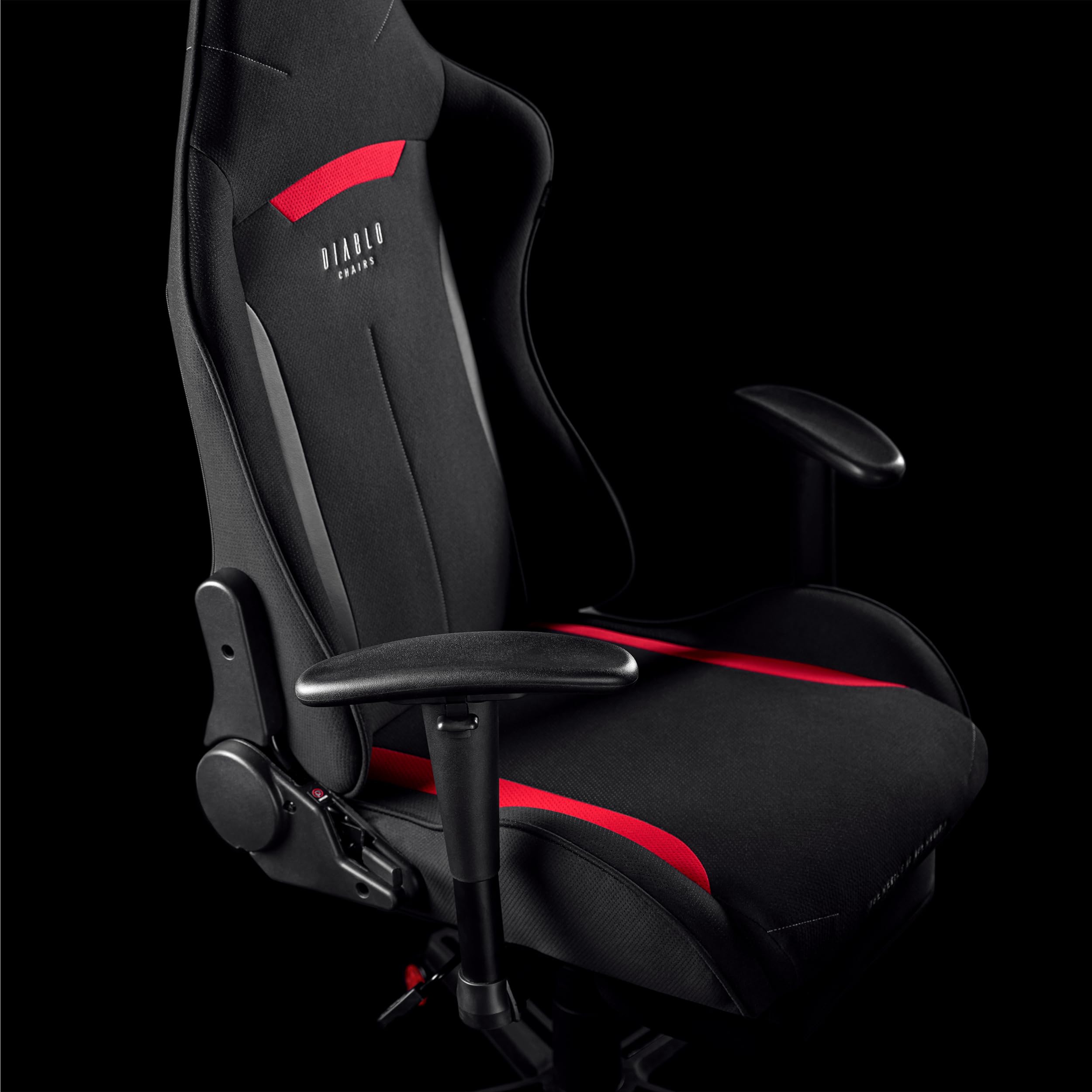 DIABLO Sedia da Gaming X-Starter | Sedia Gaming Ergonomica in Tessuto, Braccioli Regolabili, Meccanismo di Inclinazione | Sedia per PC, Gaming Chair, Poltrona da Ufficio | Nero