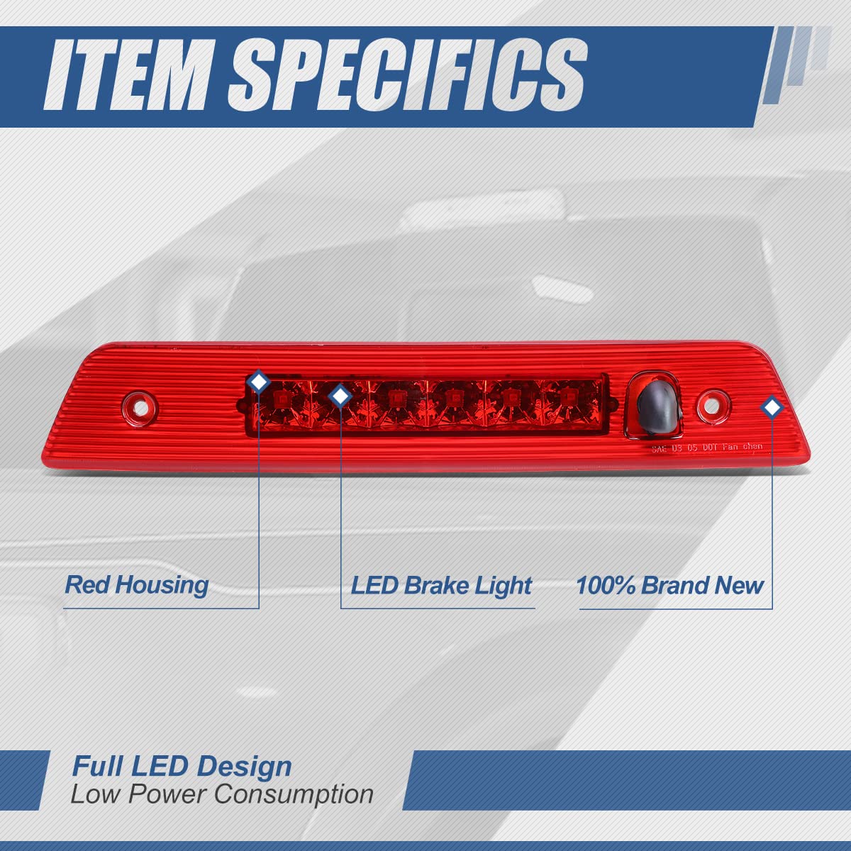 Auto Dynasty Red Housing LED 3rd Third Tail High Mount Stop Brake Light Lamp Compatible with Jeep Grand Cherokee WK 05-10