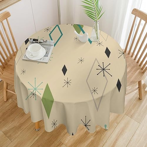 Mantel retro moderno de mediados de siglo, diseño de colores retro de los años 50, resistente al agua, mantel lavable para cocina, comedor, fiesta