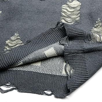 Amazon | [NAMEOF] ダメージニット クラッシュセーター ユニ