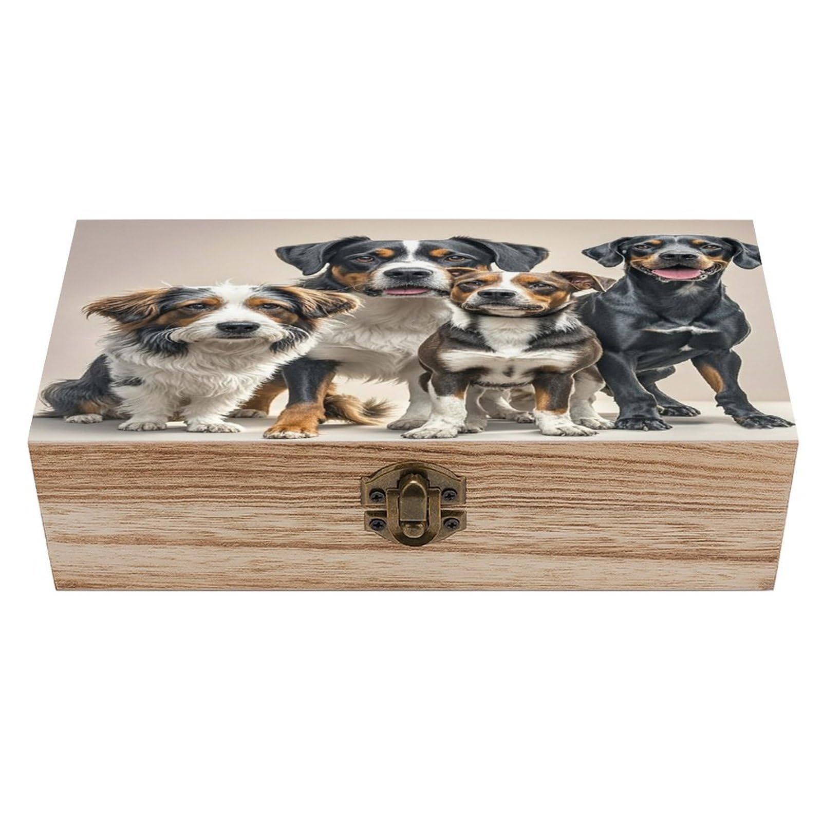 LZQPOEAS Dogs Wooden Box Storage Space to Organize Jewelry in A Beautiful Small Storage Box Decorative Card Boxes Memory Treasure Boxes for Crafts And Photo Storage