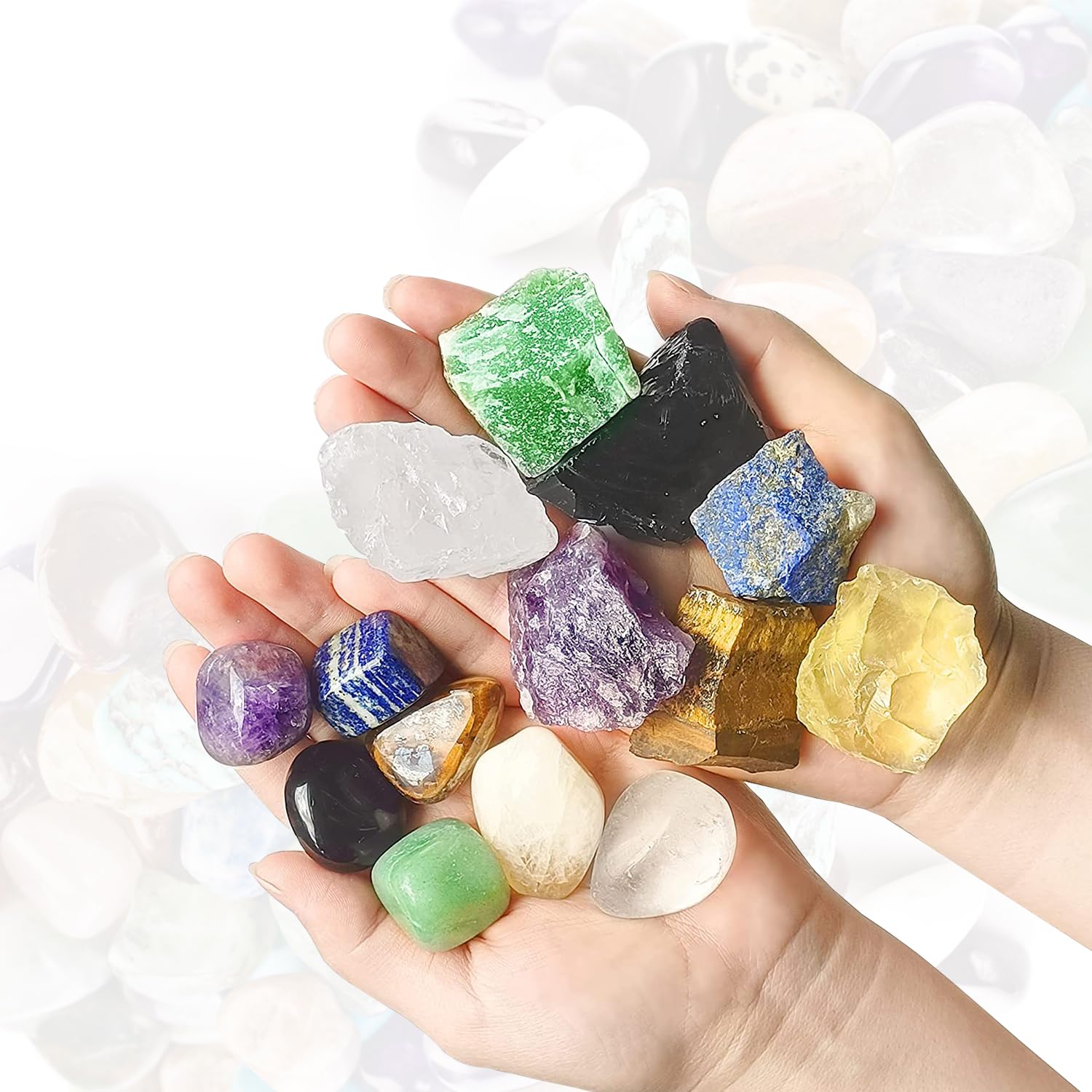 Jasne kamienie z kryształu kwarcu, 1,25-2,0 "duże kamienie szlachetne Reiki Naturalne polerowane kamienie polerowane na energię