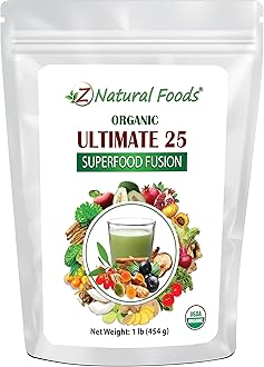 Z Natural Foods Organic Ultimate 25 Superfood Fusion Blend, Superfood Supplement Powder, Organic, Vegan and Non-GMO, 1 lbs