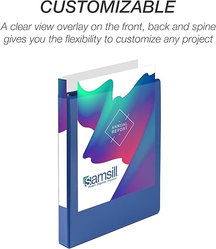Vista 302 de Samsill Carpeta duradera de 1.5 pulgadas, fabricada en los Estados Unidos, carpeta de anillos en D, carpeta transparente personalizable, surtido