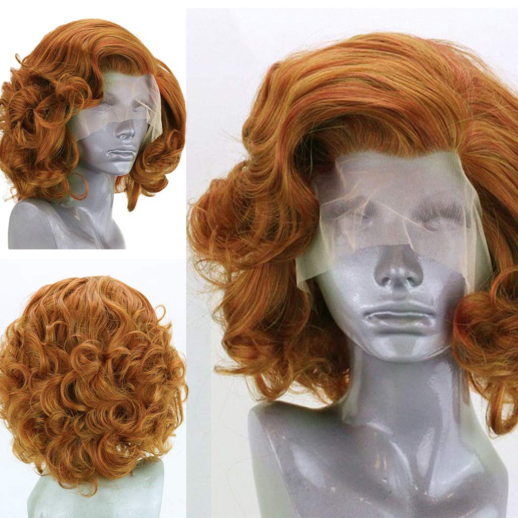 JoyJay Lace Front Wig Wigs For Women Fancy Dress Fashion Front lace Wig Short Wave Gold Natural Looking Women Curly Wigs Medium Length Cosplay Halloween Wig,Look Like Real Human Hair Wig,Cheap