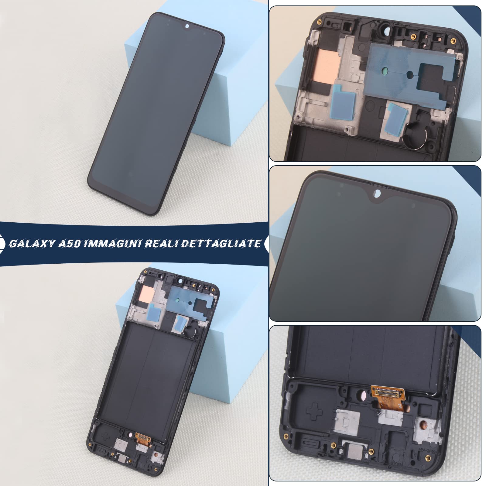 RongZy Schermo LCD per OLED Samsung Galaxy A50 SM-A505FN/DS A505FD A505F A505A A505 Display Touch Screen Digitizer Parti di Ricambio di Riparazione con Strumenti(Nero)
