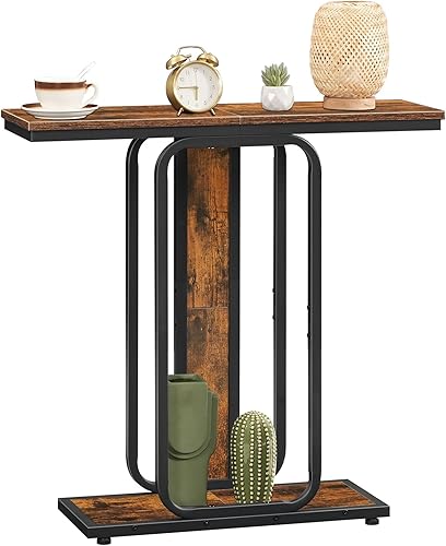 HOOBRO Mesa consola estrecha, mesa de entrada pequeña de 29.5 pulgadas, mesa moderna de sofá de 2 niveles detrás del sofá, para sala de estar,