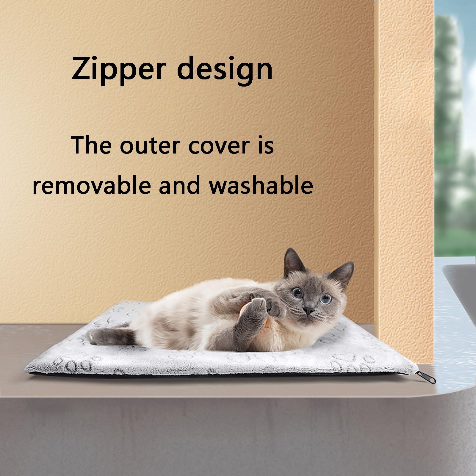 Lot de 2, Tapis Auto Chauffant Chat, Tapis Chauffant pour Animaux, Déhoussable et Lavable, Doux et Confortable, Antidérapant, sans Électricité(White,Medium)
