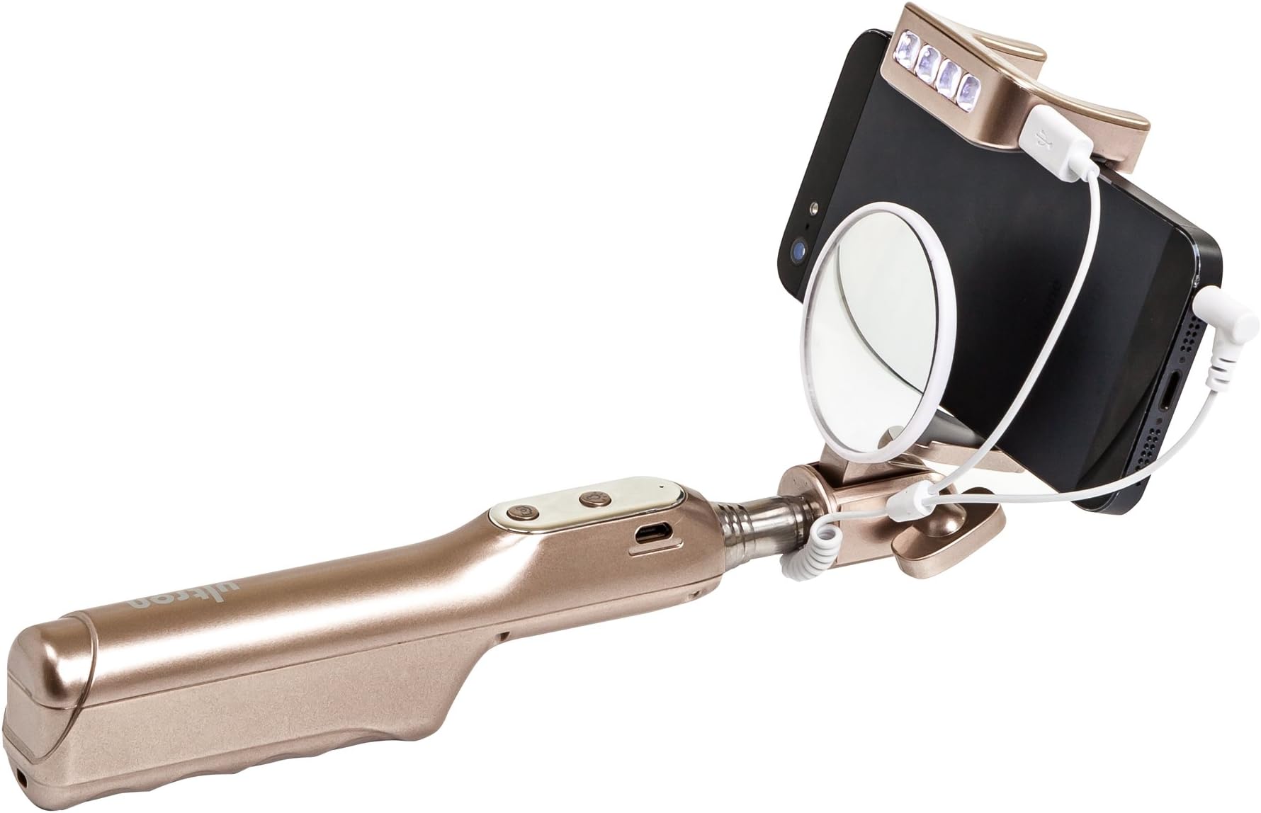 Ultron Flash Selfie stick with built-in light spotlight, wired, suitable for iPhone, Galaxy and other smartphones