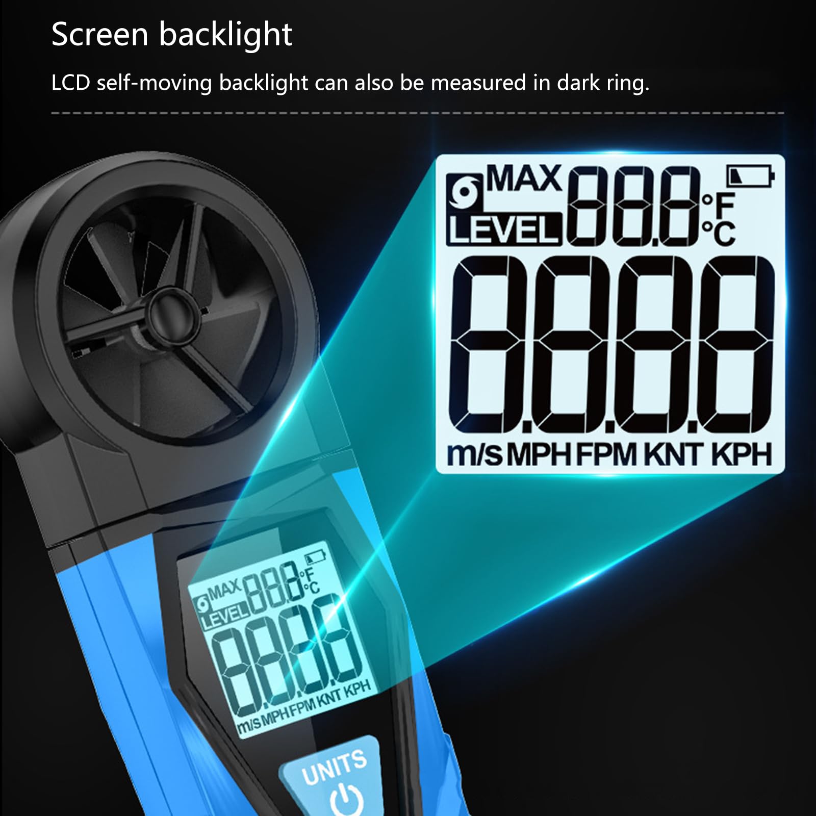 Handanemometer Windgeschwindigkeits CFM Messgerät Windgeschwindigkeitsmesser Luftströmungsmesser Luftströmungsmessung Strömungsmesser Luftströmungsmesser